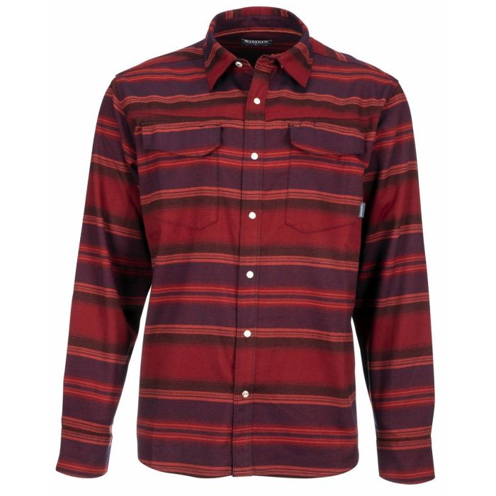 Gallatin Flannel Skjorte Auburn Red Stripe fra Simms