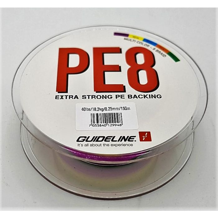 Pe Backing Multicolour 40lbs 0,25mm 150m fra Guideline